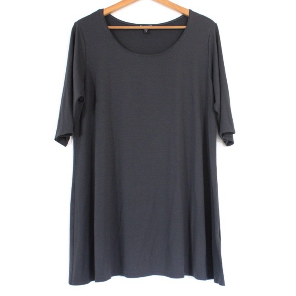 Eileen Fisher Rayon Scoop Neck Tunic Top